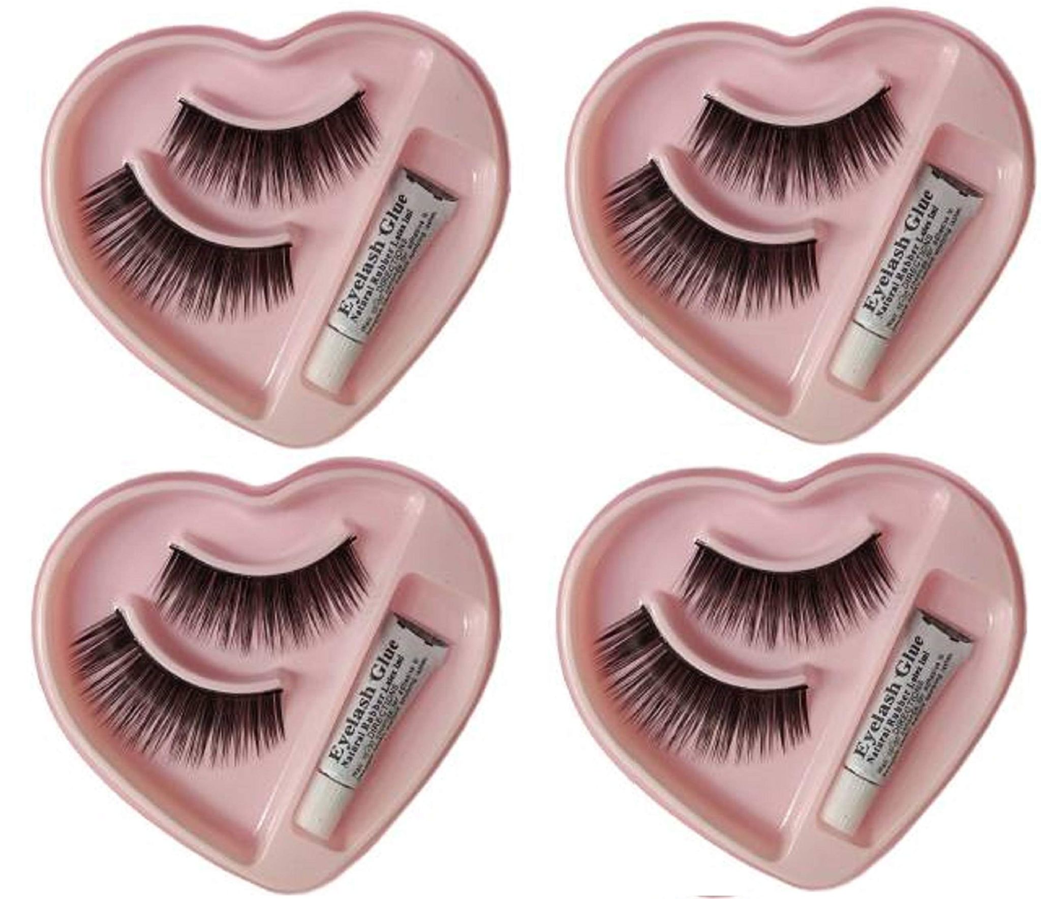False Eyelashes With Glue for Eye Makeup Combo Pack Of 4