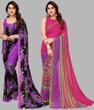 ANAND SAREES Georgette Printed Saree With Unstitched Blouse Piece ( Multicolor )