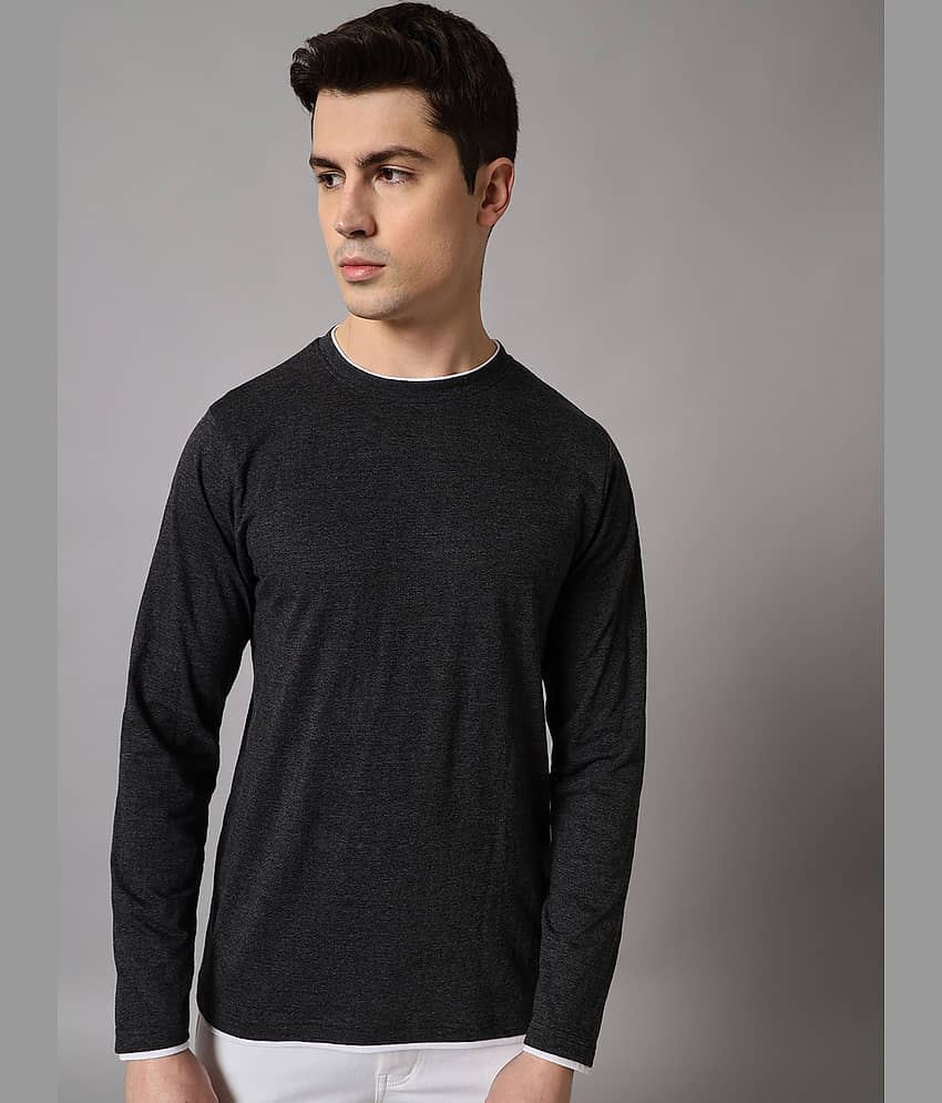 The Dry State - Charcoal Grey Cotton Blend Regular Fit Men's T-Shirt ( Pack of 1 )