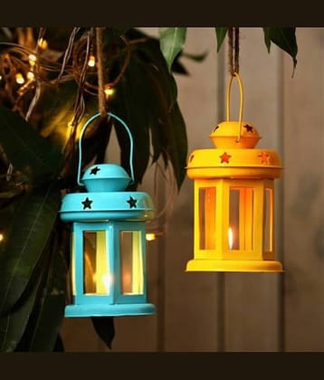Urban hemlet Multicolour Table Top and Hanging Iron Tea Light Holder - Pack of 2