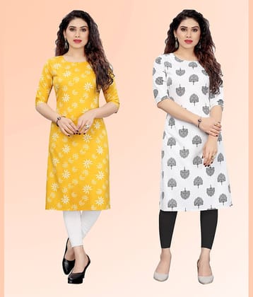 KETAKI FASHION Pack of 2 Crepe Printed Straight Women's Kurti - ( Multicoloured )