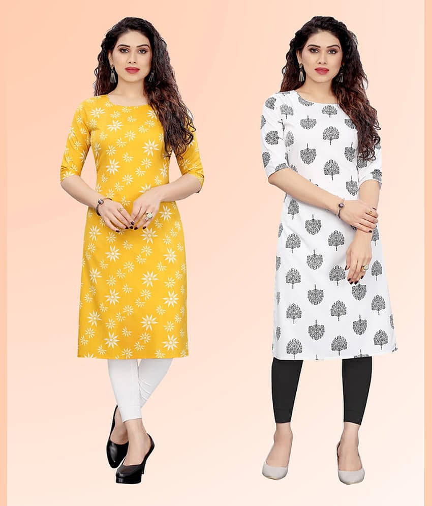 KETAKI FASHION Pack of 2 Crepe Printed Straight Women's Kurti - ( Multicoloured )