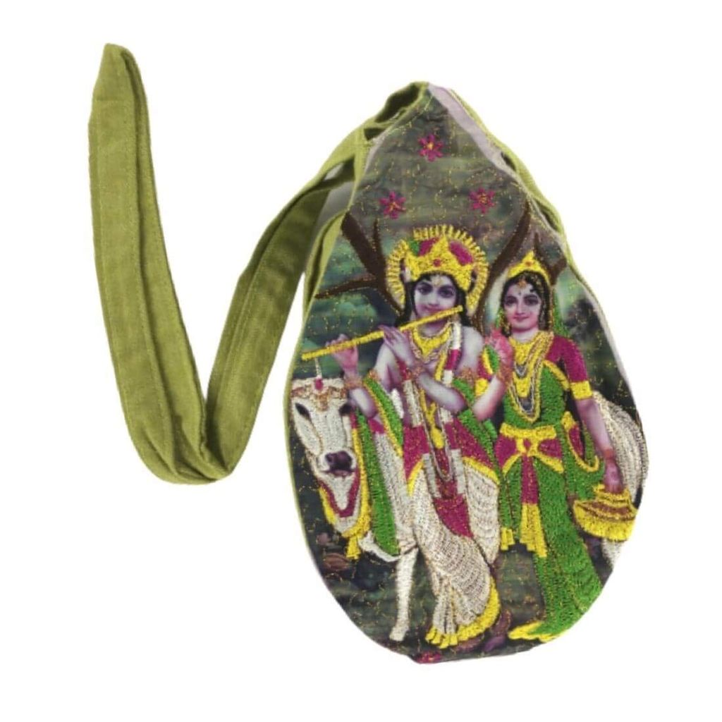 MAYAPURI Radha Krishna Embroidery Chanting Bag/Japa Bag with Zip Pocket (Pack of 1) - Pooja Needs | Buy online on ZillyBuy