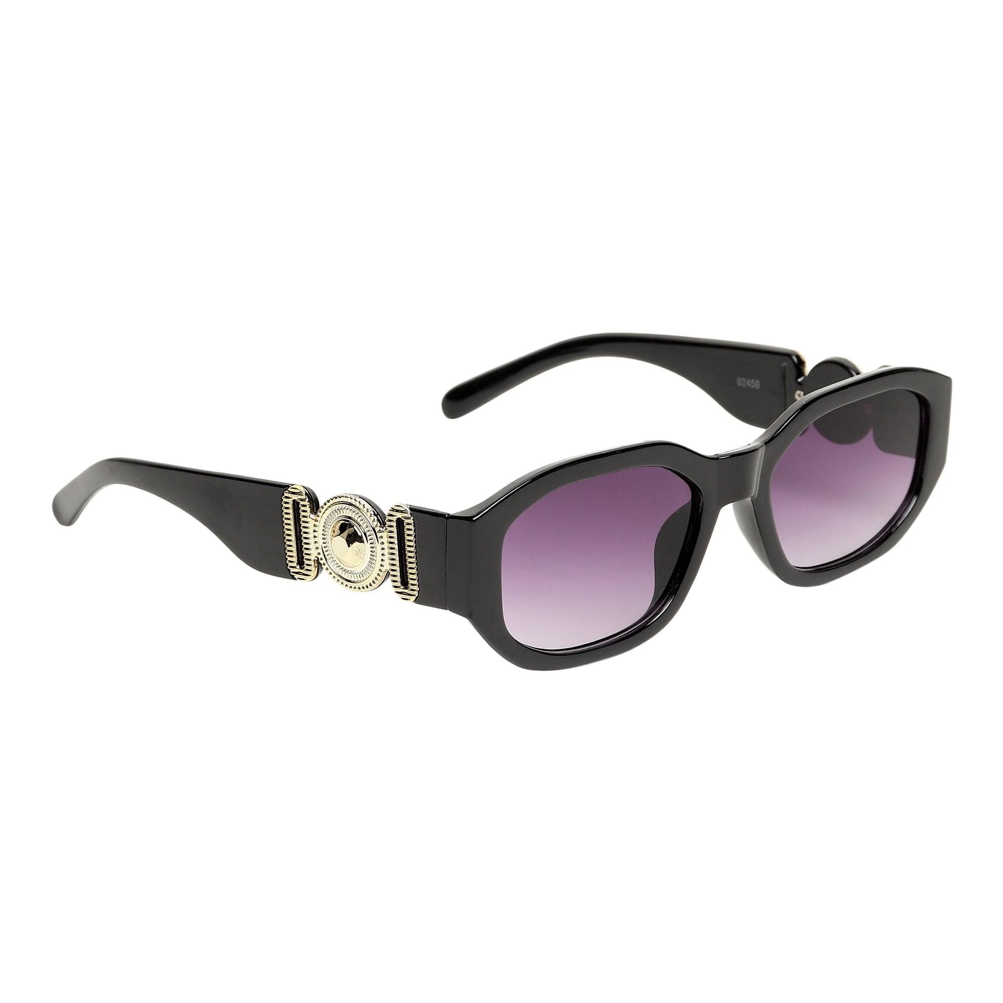 Dervin UV Protected Retro Rectangular Sunglasses for Women-Black