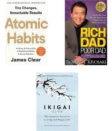 ( Combo Of 3 Pack ) Atomic Hbaits & Rich Dad Poor Dar & Ikigai Paperback HECTOR GARCIA & FRANCESC MIRLLES, JAMES, ROBERT KIYOSAKI