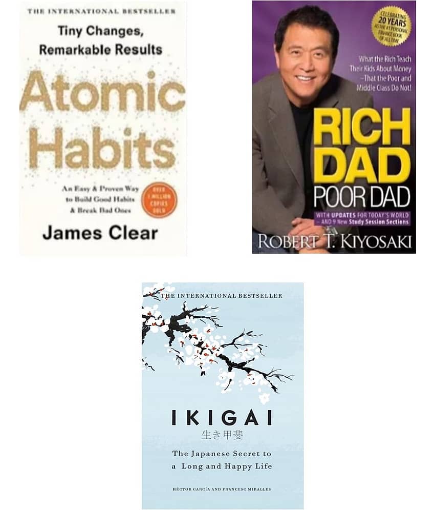 ( Combo Of 3 Pack ) Atomic Hbaits & Rich Dad Poor Dar & Ikigai Paperback HECTOR GARCIA & FRANCESC MIRLLES, JAMES, ROBERT KIYOSAKI