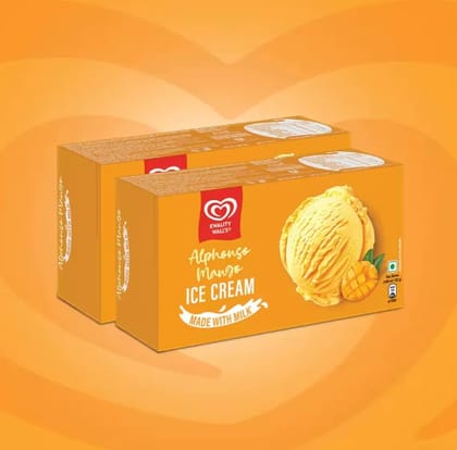 Kwality Wall's Alphonso Mango Ice Cream Party Pack (700ml x 2)