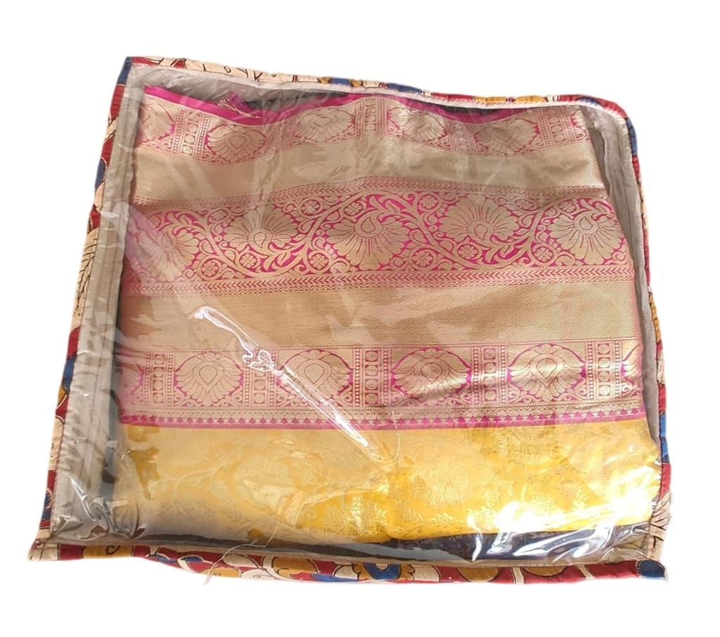 1 SAREEE COVER Handcrafted 6 Saree Cover with Kalamkari Print - 100% Cotton, Dustproof and Moth Proof, Perfect for Storing and Organizing Sarees
