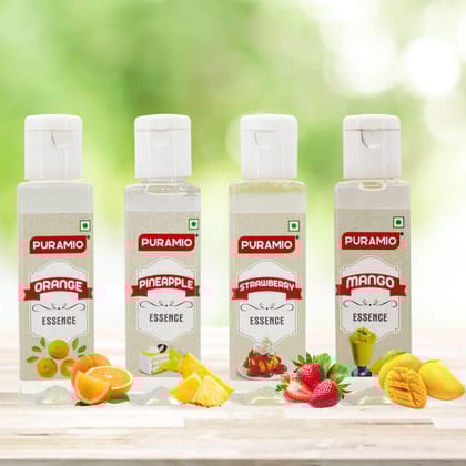 Puramio Culinary Liquid Fruit Essence (Pineapple, Orange, Strawberry & Mango), 30 ml Each - Pack of 4