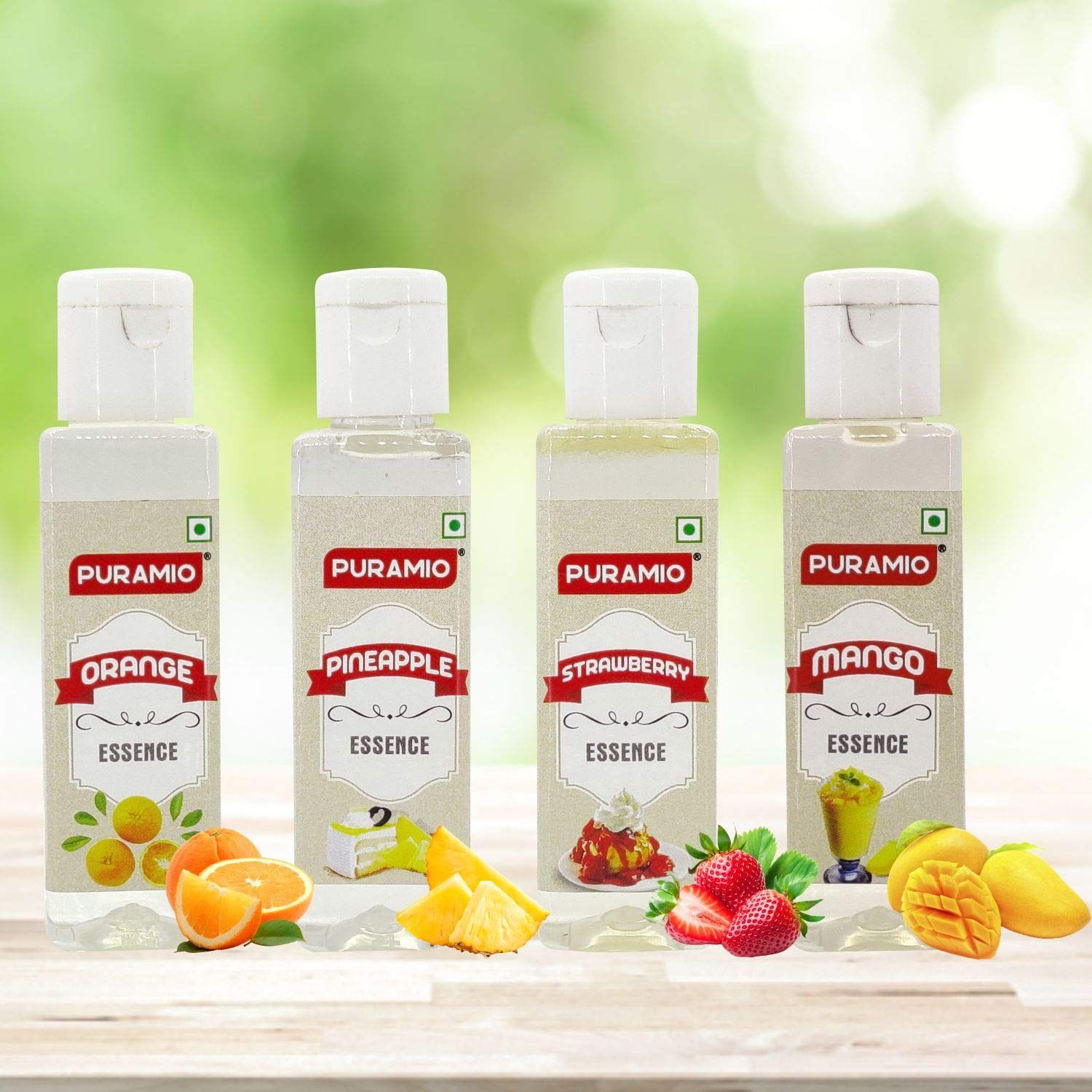 Puramio Culinary Liquid Fruit Essence (Pineapple, Orange, Strawberry & Mango), 30 ml Each - Pack of 4