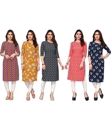 KETAKI FASHION Crepe Printed Straight Women's Kurti - Multicolor9 ( Pack of 5 )