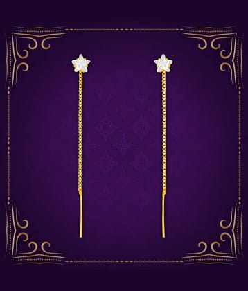 LUV FASHION Golden Drop Earrings ( Pack of 1 )