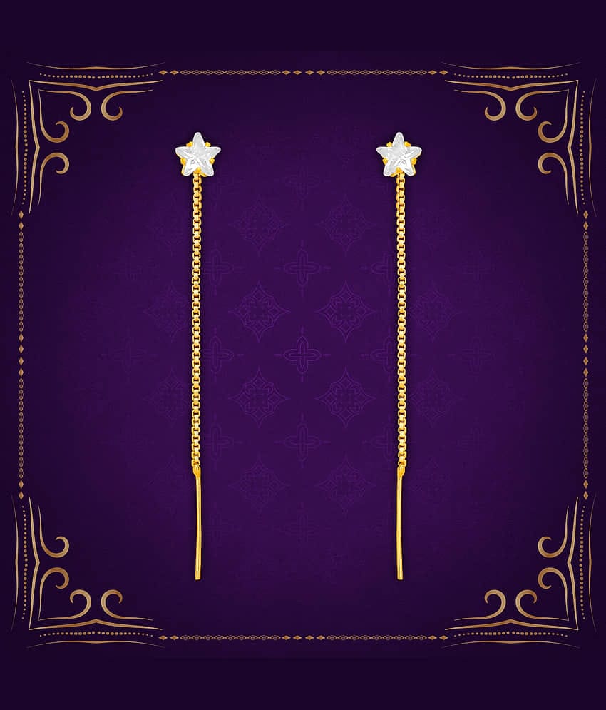 LUV FASHION Golden Drop Earrings ( Pack of 1 )