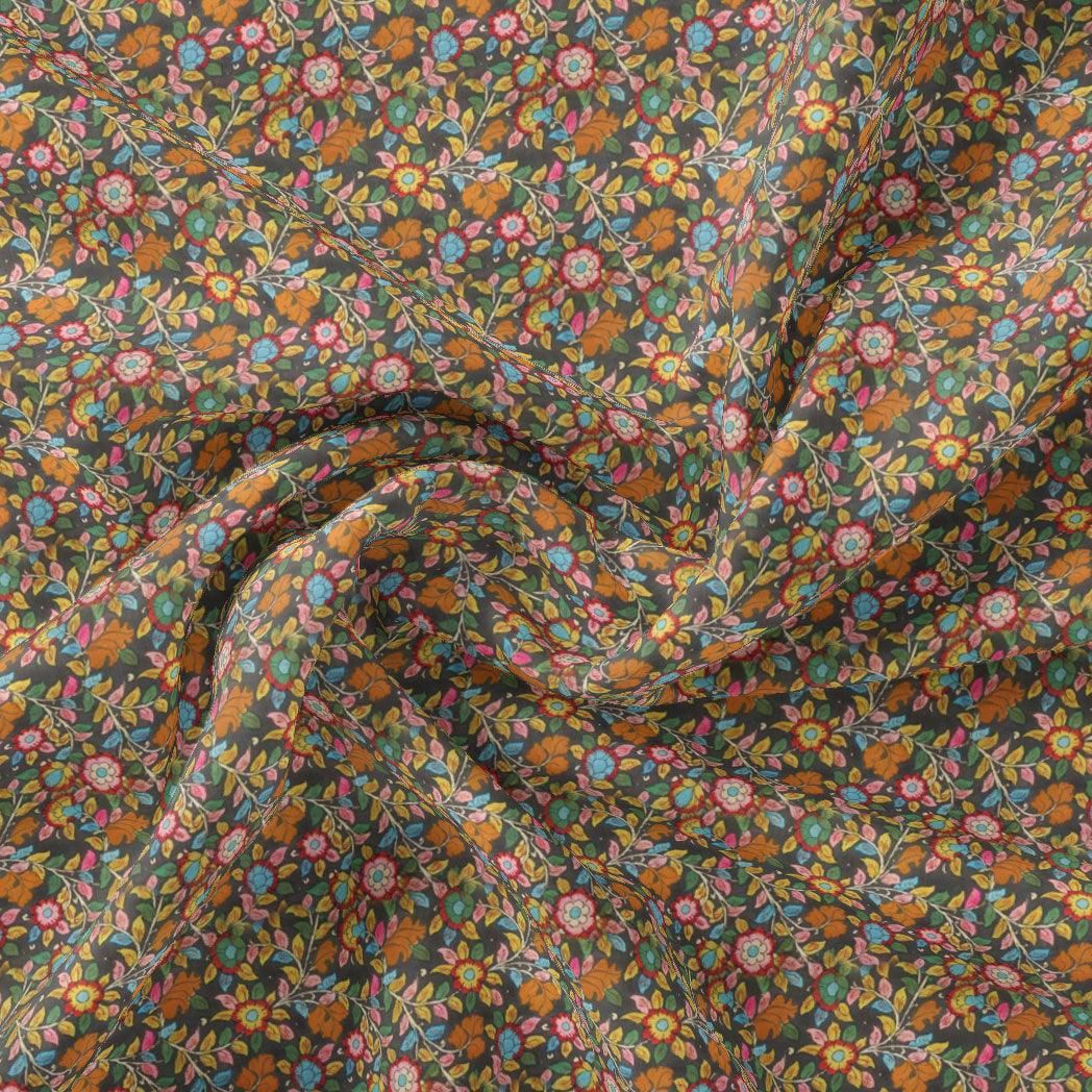 Multicolor Arabesue Kora Silk Printed Fabric