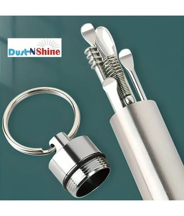 Dust n Shine 6-in-1 Ear Wax Cleaner - Reusable Ear Cleaning Tools with Aluminum Tube - Ear Pick Wax Remover Tool Kit with Ear Curette Cleaner and Spring Ear Buds Cleaner Fit in Pocket Great 