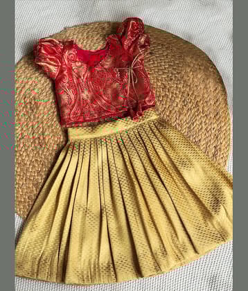 kedar fab Jacquard Lehenga Choli Set For Girls ( Pack of 1 , Gold )