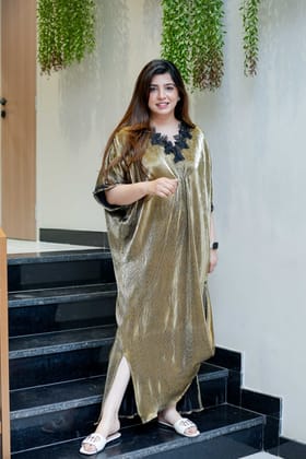 Garza Metallic Dress-Golden / M-L