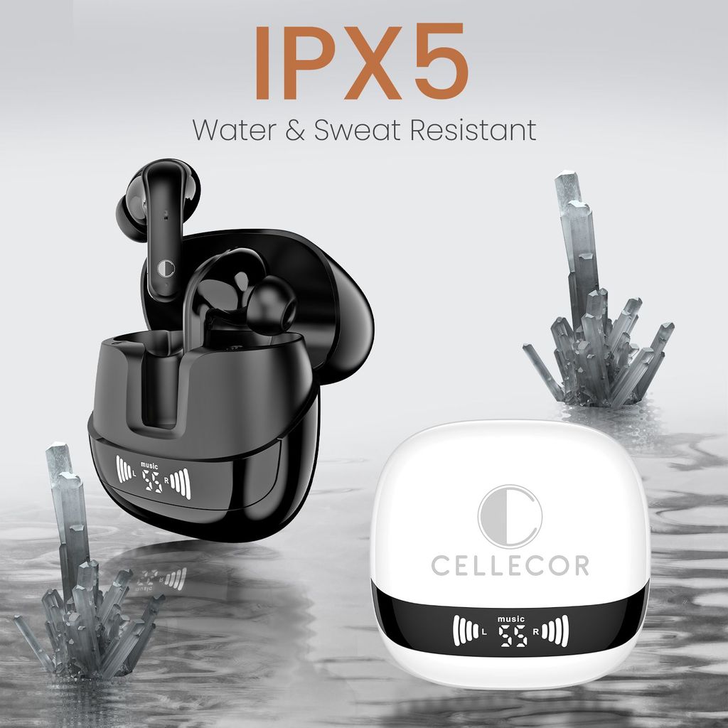 Cellecor BroPods C107 GLOSS TWS with 40H Playtime, ENC, 5.1v BT, 50ms Low Latency Gaming Bluetooth- White