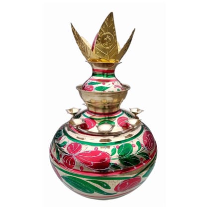 Brass Multicolored Mangal Kalash, (ZMAS417 D)