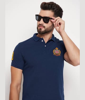 RELANE Pack of 1 Cotton Blend Regular Fit Solid Half Sleeves Men's Polo T Shirt ( Navy )