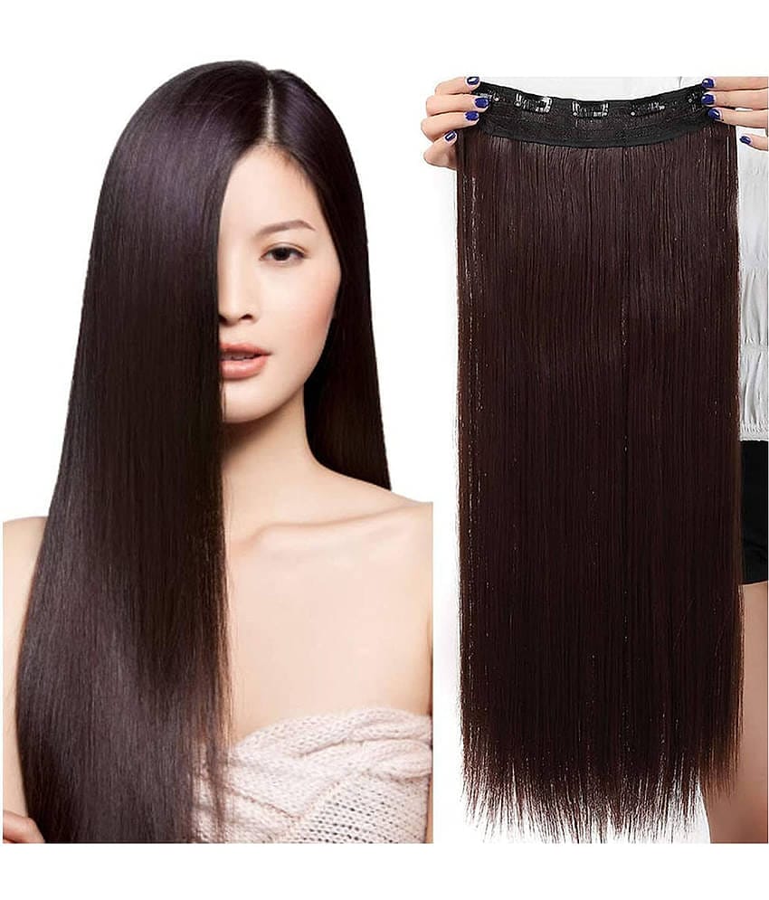 VSAKSH Straight Clip In Hair Extension Brown