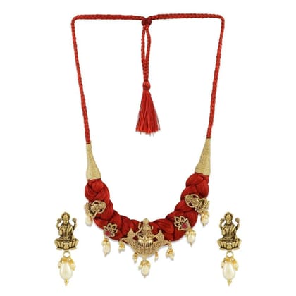 Temple Inspired Silk Thread Necklace Set