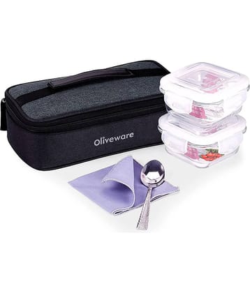 Oliveware - Glass Lunch Box 2 - Container ( Pack of 1 )