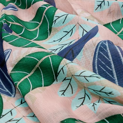 Gorgeous Kota Doria Digital Printed Fabric Material with Big Leaves