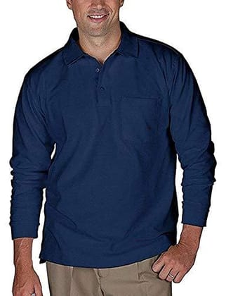 Romano nx Men's 100% Cotton Long Sleeve Regular Fit Polo T-Shirt-Large