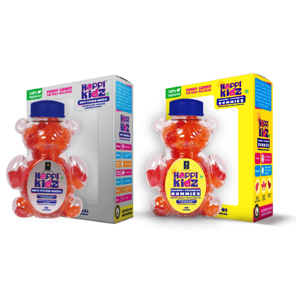 British Life Sciences Happi Kidz Calcium + Vitamin D3 Gummies & Happi Kidz Multivitamin Gummies Combo | Natural, Strong Bones, Muscles and Teeth, Boosts Immunity British Life Sciences Happi Kidz Calcium + Vitamin D3 Gummies & Happi Kidz Multivitamin Gummies Combo | Natural, Strong Bones, Muscles and Teeth, Boosts Immunity