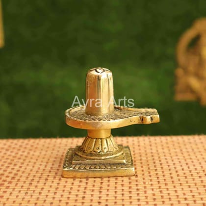 Pure Brass Shiva Lingam for Home Puja Siva Linga For Pooja Decorative Showpiece - 2.5 Inch Heigth