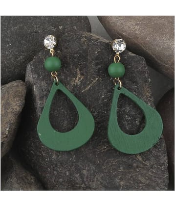 SILVER SHINE Elegant Diamond Light Weight Dangle Wooden Earrings for Girls and Women.