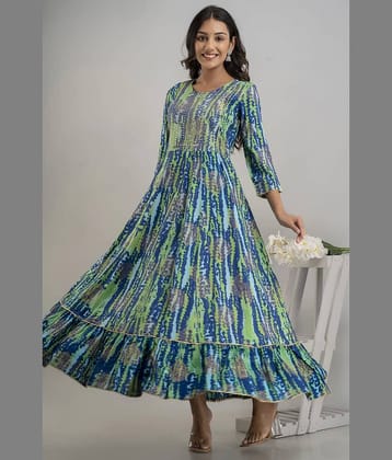 anushansa Pack of 1 Rayon Printed Anarkali Women's Kurti - ( Red )
