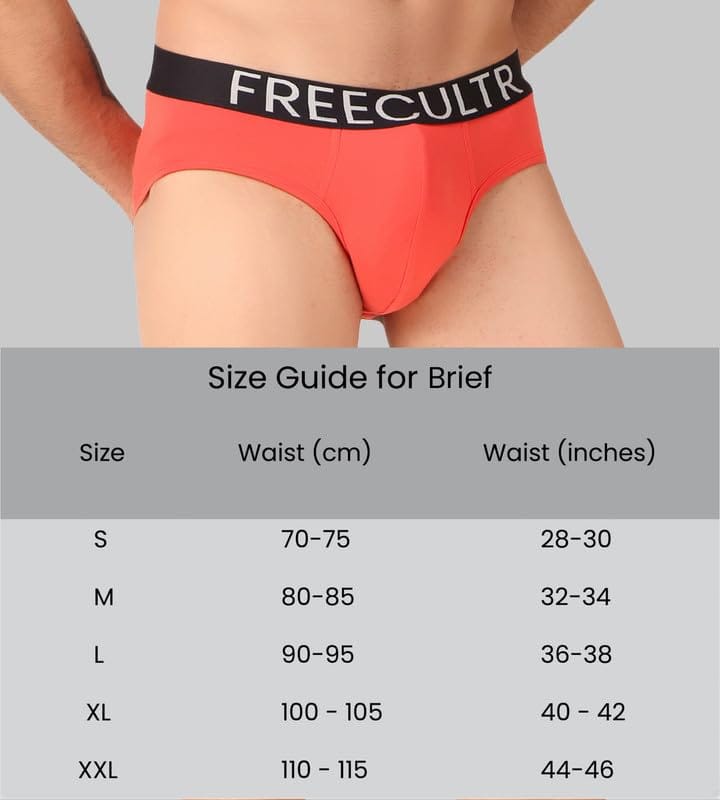 Freecultr Men's Underwear Organic Cotton (Ultrasoft Waistband) Premium Snug-Fit Brief Pack of 1-Coral