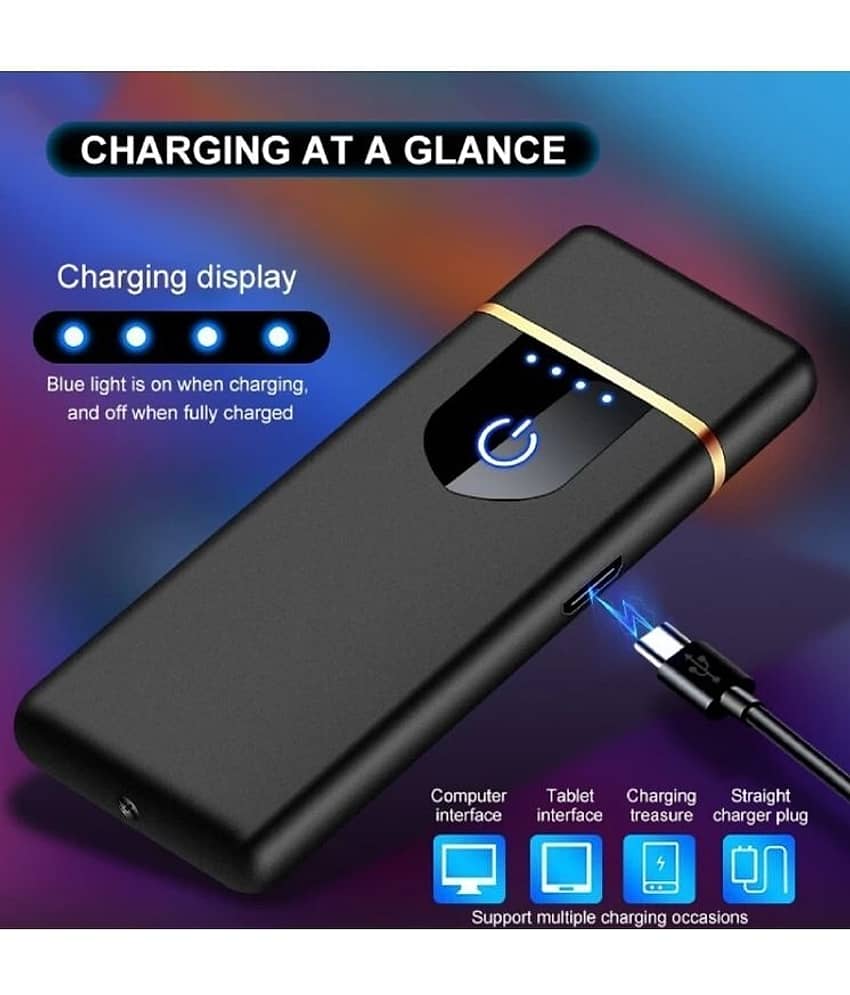 Pulsebit Black USB Lighter ( Pack of 1 )