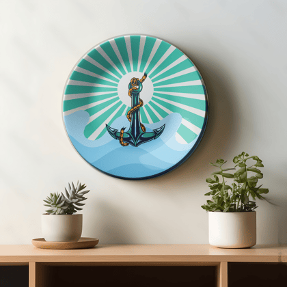 Nautical Marine Ship Boat Anchor Ceramic Wall Plate Home Décor-8 Inches