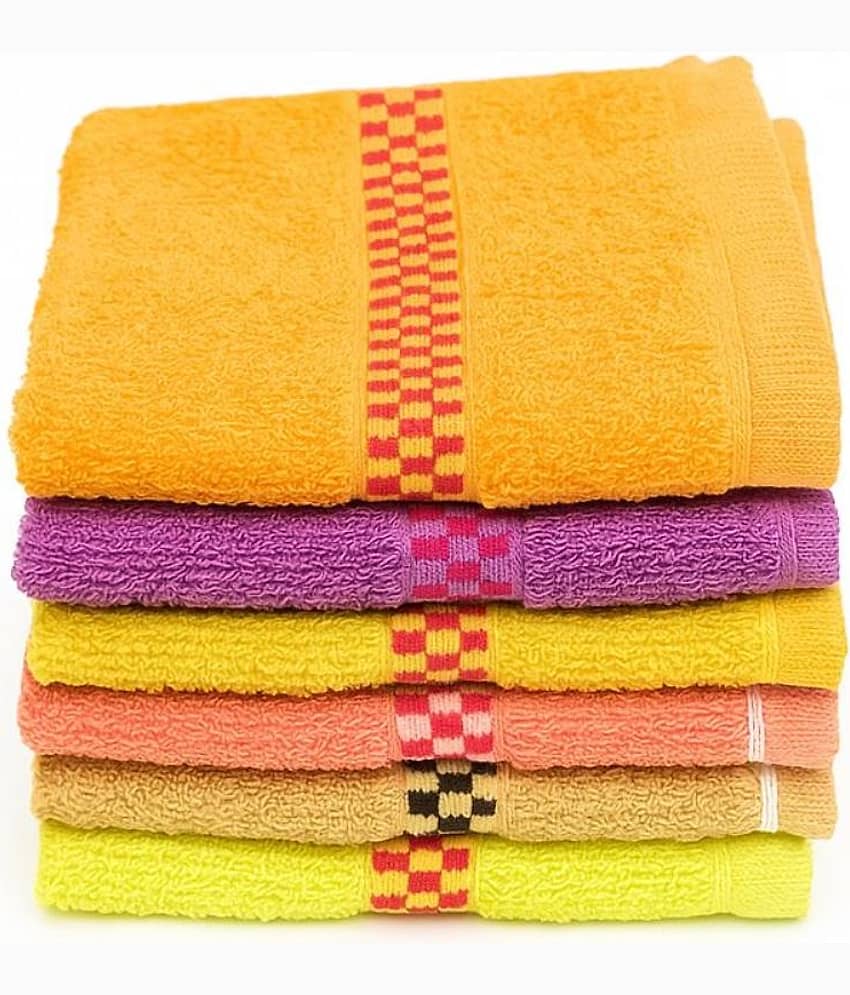 Welhouse India Cotton Printed Face Towel 301-350 GSM ( Pack of 6 ) - Multicolor