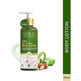 Lotus Botanicals 100% Aloe & Argan Body Lotion|Smooth & Nourished Skin|Repairs Damaged Skin (280 Ml)