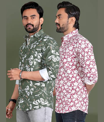 ADWYN PETER 100% Cotton Regular Fit Printed Full Sleeves Men's Casual Shirt - Multicolor 14 ( Pack of 1 )