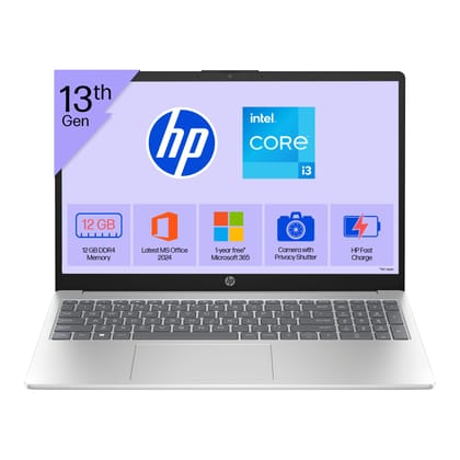 HP 15 Smartchoice, 13th Gen Intel Core i3-1315U (12GB DDR4, 512GB SSD) FHD, Anti-Glare, Micro-Edge, 15.6''/39.6cm, Win11, M365(1yr)*Office24, Silver, 1.59kg, fd0573TU, FHD Camera w/Shutter Laptop HP 15 Smartchoice, 13th Gen Intel Core i3-1315U (12GB DDR4