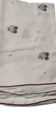 Embroidered Chiffon Saree with Floral Motifs