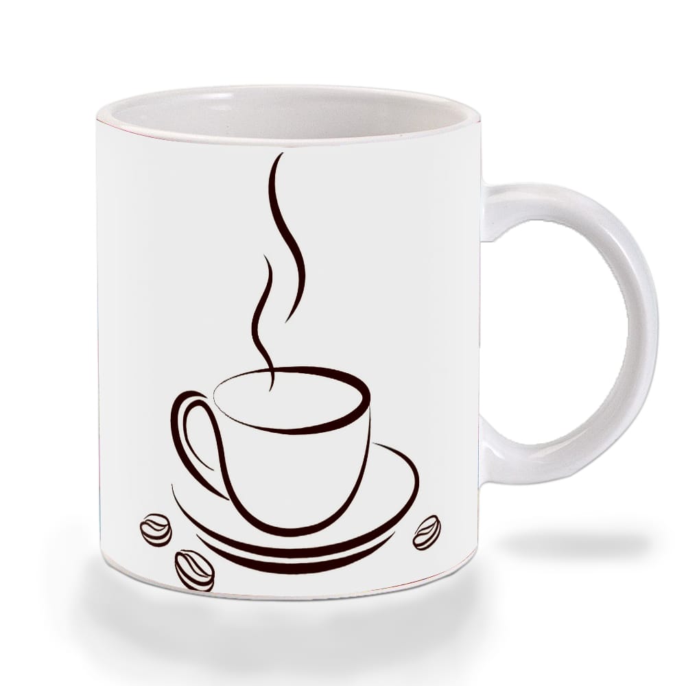 Multicolor Coffee And Beans Ceramic Mug