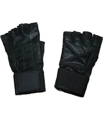 Attack Finger Cut Leather Gym Gloves Weight Lifting Gloves - Universal Size Along With Wrist Support