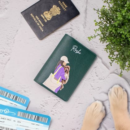 PERSONALISED PRINTED PASSPORT COVER - PET LOVER - GREEN