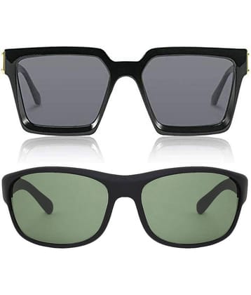 Kanny Devis - Black Rectangular Sunglasses ( Pack of 2 )