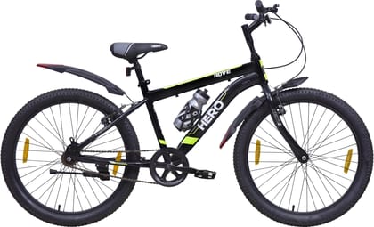 HERO ROVE 24 T (inch) Mountain Cycle (Single Speed, Black, Green, Rigid)