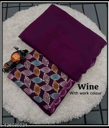 supalee Tex Georgette Solid Saree With Unstitched Blouse Piece ( Multicolor1 )