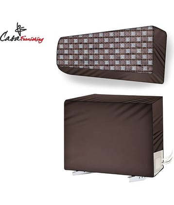 CASA FURNISHING Set of 2 Polyester Maroon AC Cover for 1.5 Ton Split AC