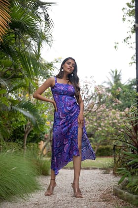 Neon Nova Cocktail Long Purple Dress-S