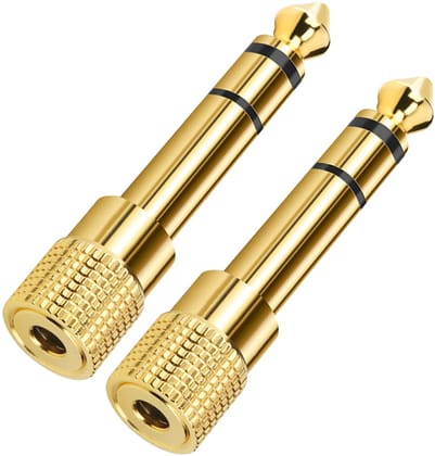 NEXT GEEK Gold Plated 3.5mm Female to 6.5mm Male Headphone Audio Stereo Adapter Plug Converter Jack for Electric Guitar, Amplifier, Piano, Keyboard, etc (Pack of 2) (2 Year Warranty) gold / not found
